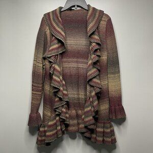 Anthropologie Dor Dor Couture Women's Open Cardigan Ruffles Multicolor Small